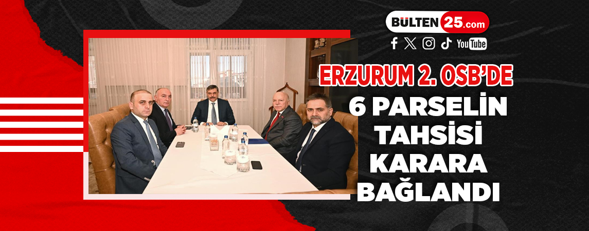 ERZURUM 2. OSB’DE 6 PARSELİN TAHSİSİ KARARA BAĞLANDI